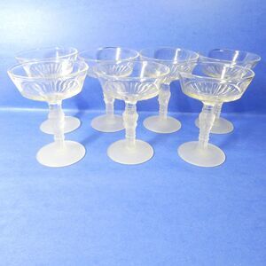 Duncan & Miller Three Faces - Set of 7 Footed Sherbet Glasses 4.75" EAPG MMA